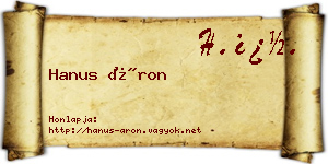 Hanus Áron névjegykártya